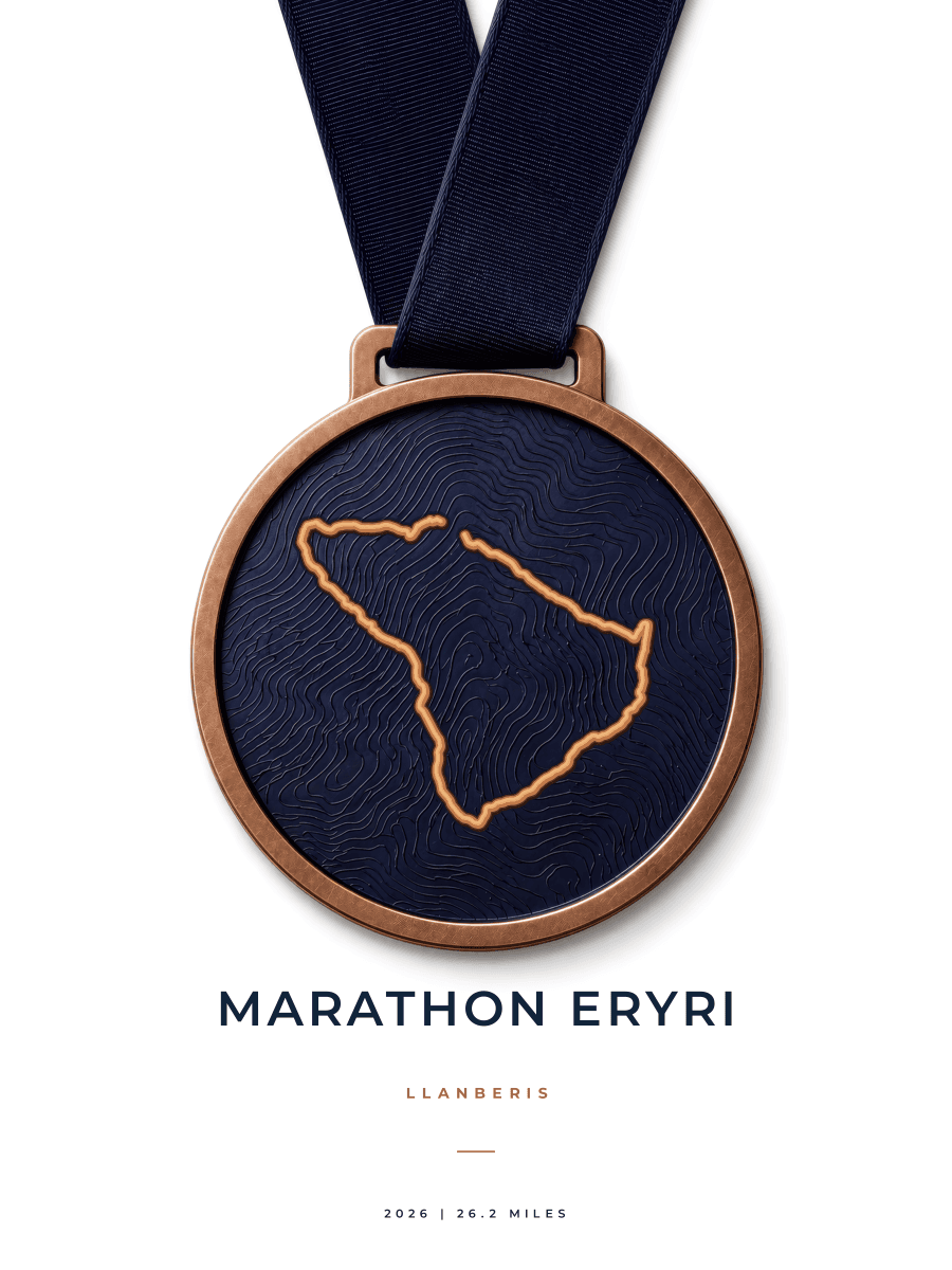 Marathon Eryri route poster preview in the Medal artwork style