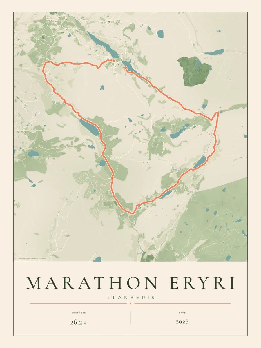 Marathon Eryri route poster preview in the Parkland artwork style