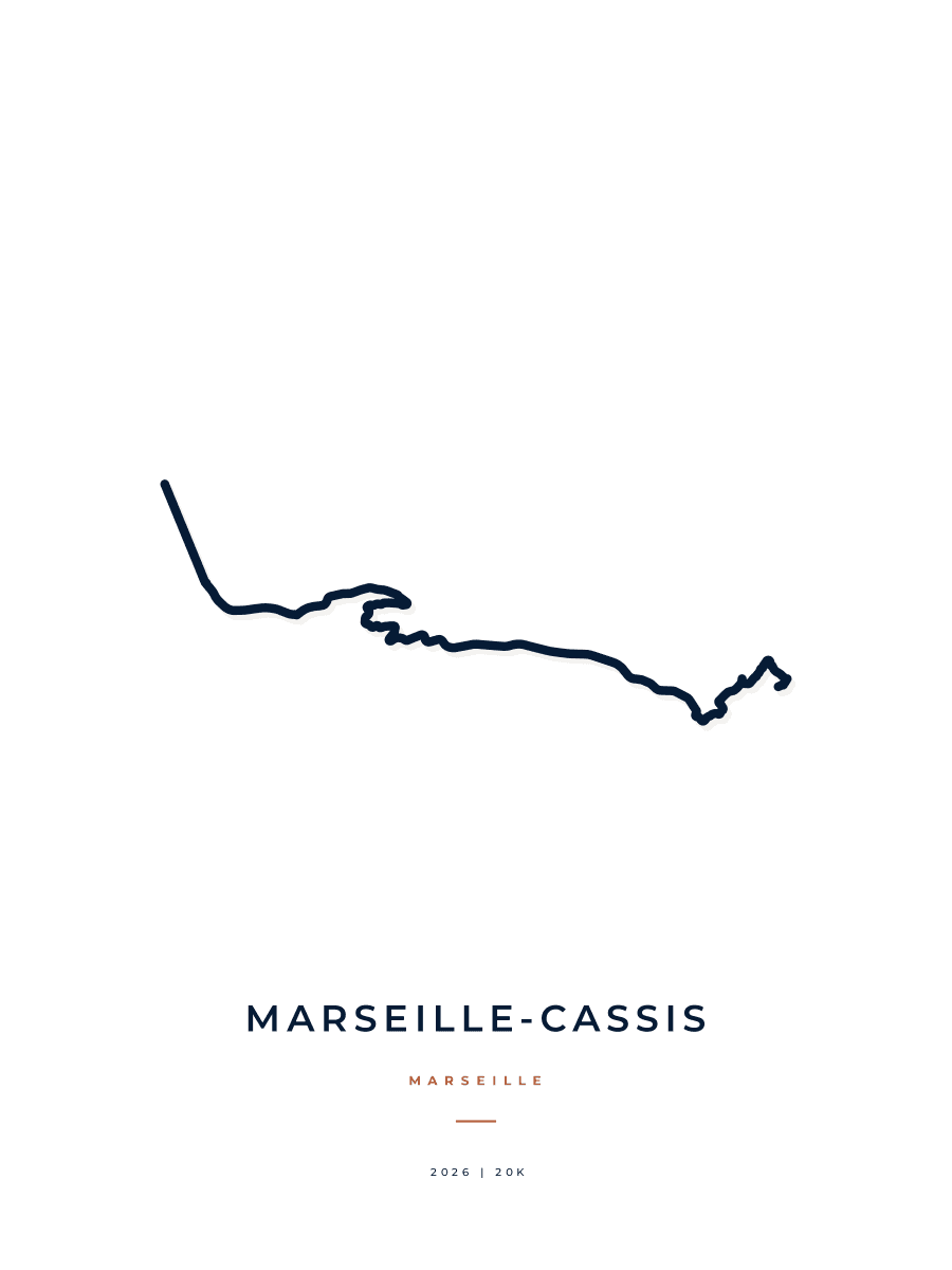 Marseille-Cassis route map poster preview in the Minimal artwork style