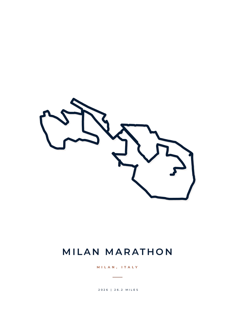 Milan Marathon route poster preview in the Minimal artwork style