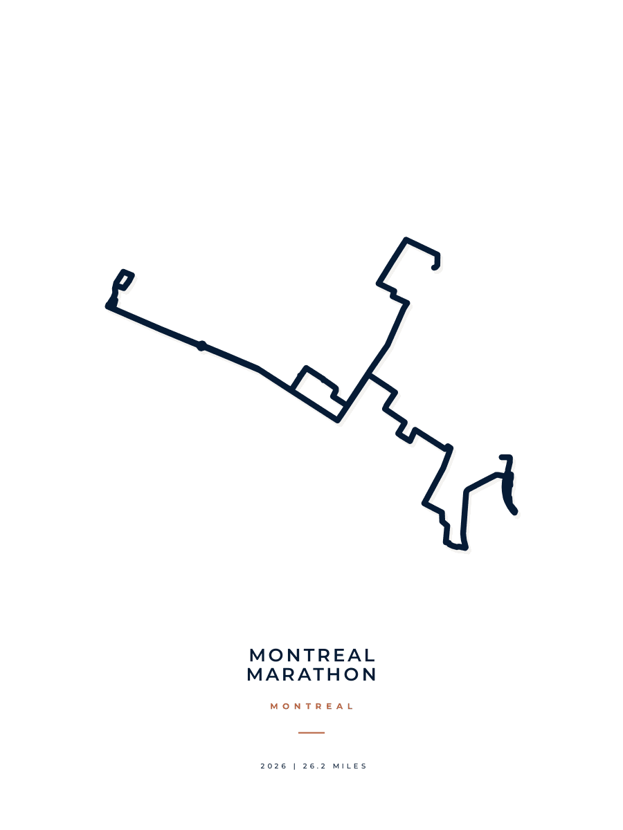 Montreal Marathon route map poster preview in the Minimal artwork style