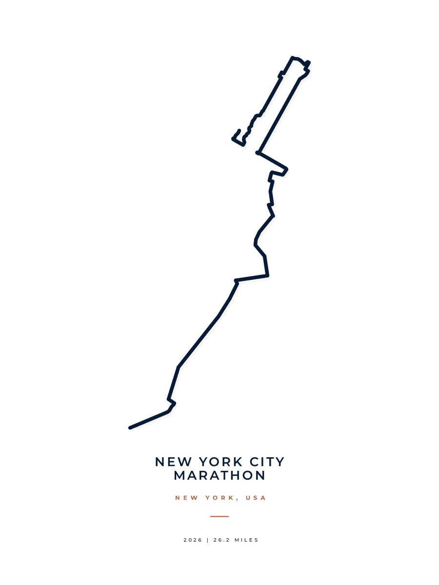 New York City Marathon route poster preview in the Minimal artwork style