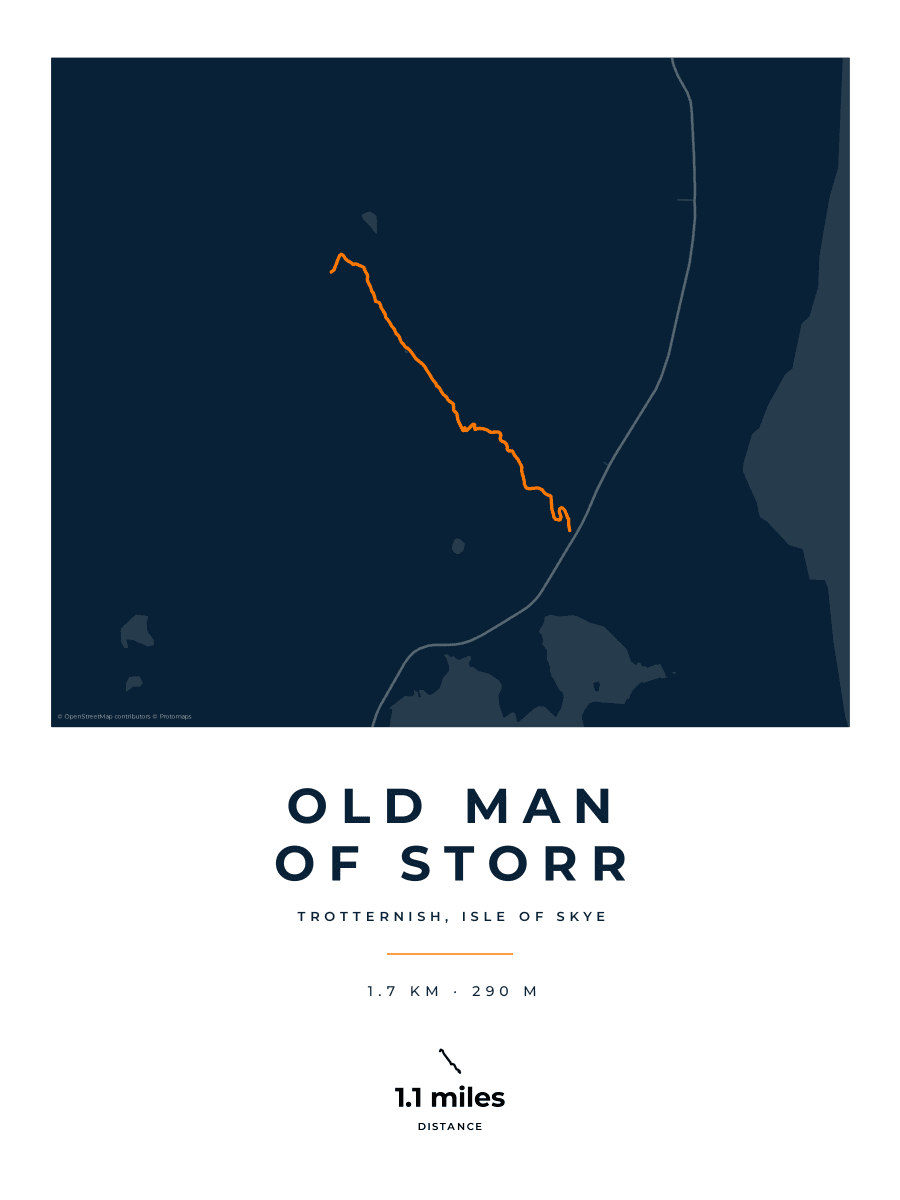 Old Man of Storr route map poster preview in the Race Blueprint artwork style