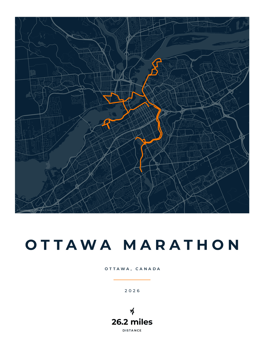Ottawa Marathon route poster preview in the Race Blueprint artwork style