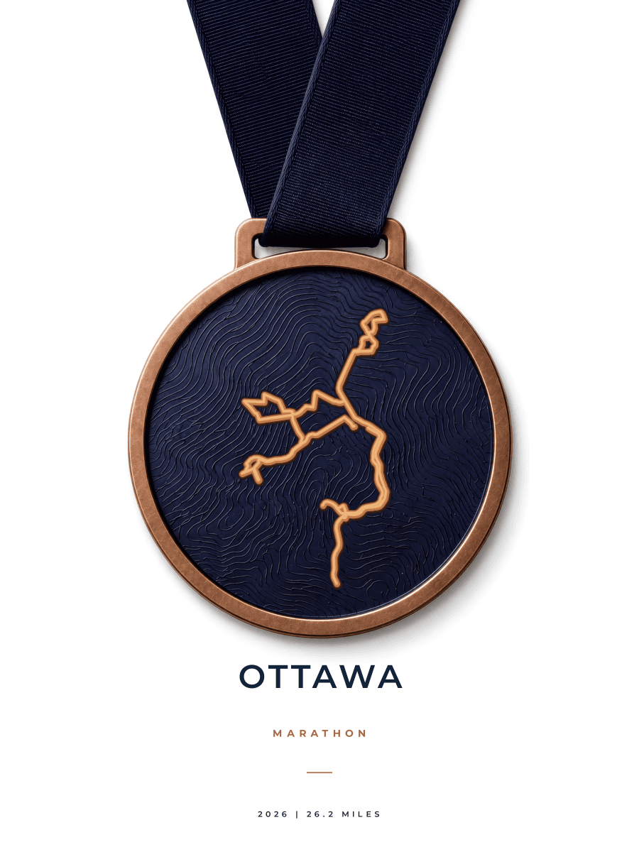 Ottawa Marathon route poster preview in the Medal artwork style