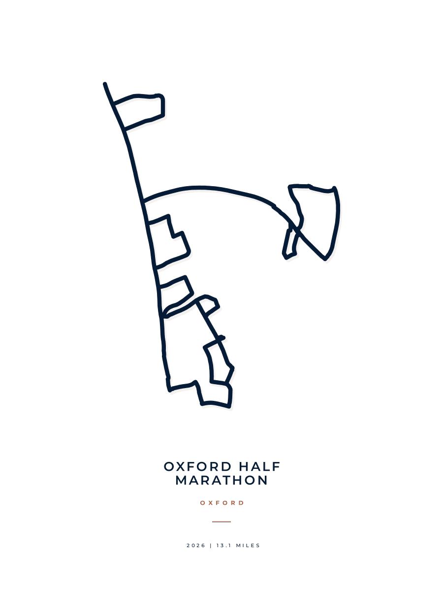 Oxford Half Marathon route map poster preview in the Minimal artwork style