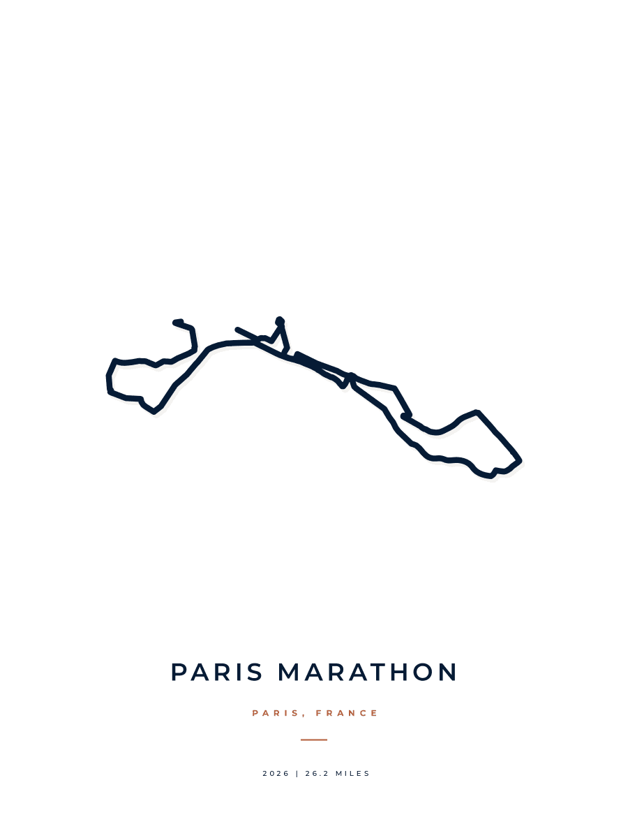 Paris Marathon route poster preview in the Minimal artwork style