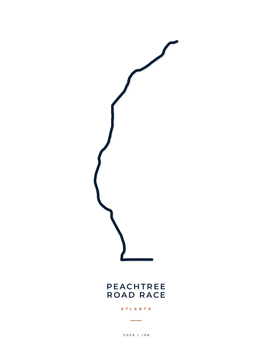 Peachtree Road Race route map poster preview in the Minimal artwork style