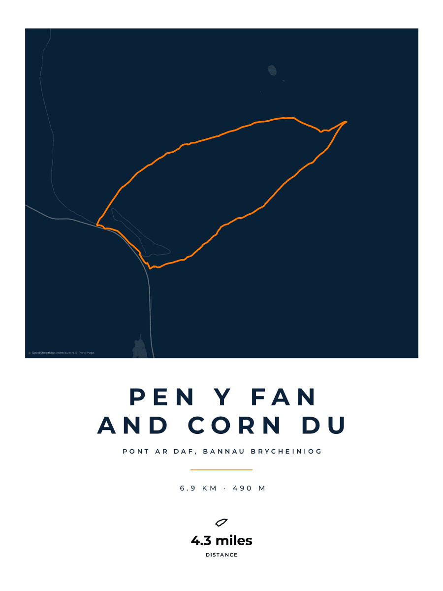 Pen y Fan route map poster preview in the Race Blueprint artwork style