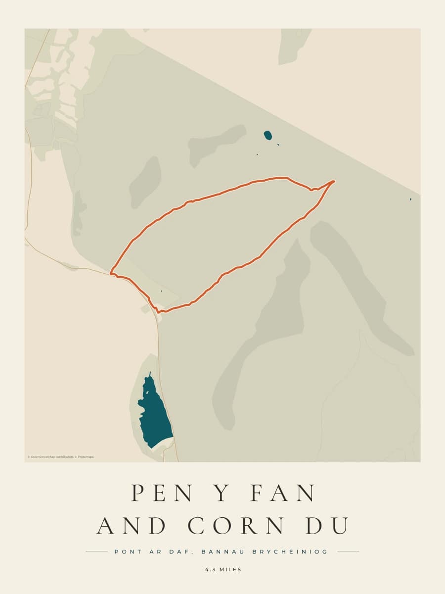 Pen y Fan route map poster preview in the Coastal Atlas artwork style