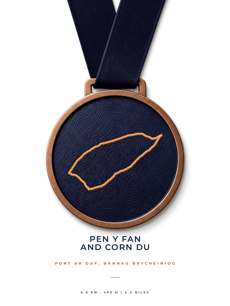 Pen y Fan route map poster preview in the Medal artwork style
