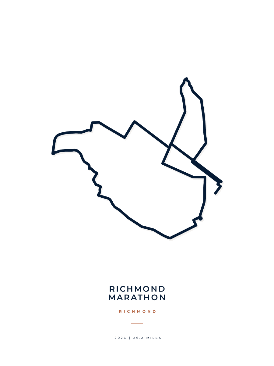 Richmond Marathon route map poster preview in the Minimal artwork style