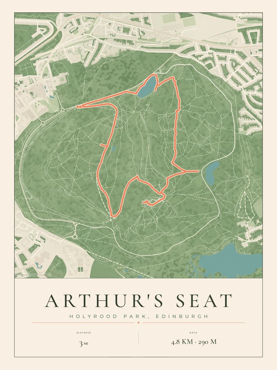 Arthur's Seat route map poster preview in the Parkland artwork style