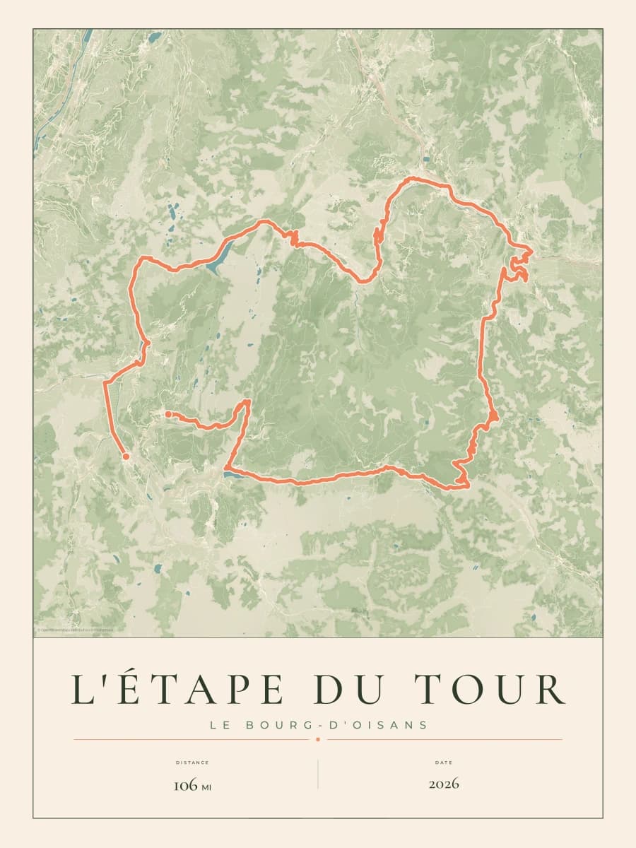 L'Étape du Tour route map poster preview in the Parkland artwork style