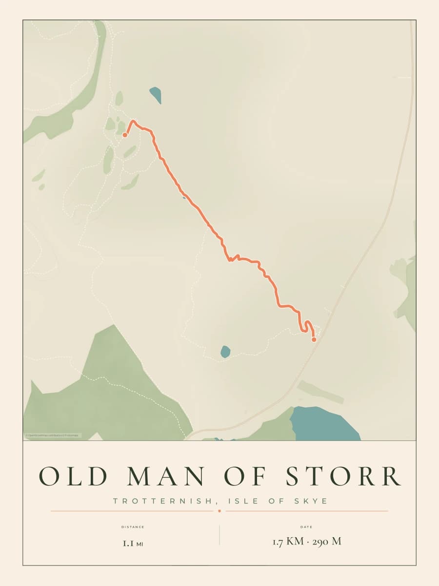 Old Man of Storr route map poster preview in the Parkland artwork style