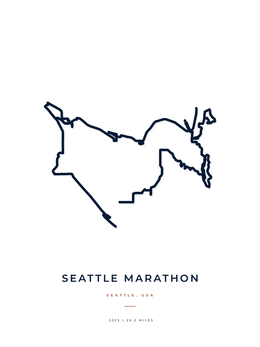 Seattle Marathon route poster preview in the Minimal artwork style