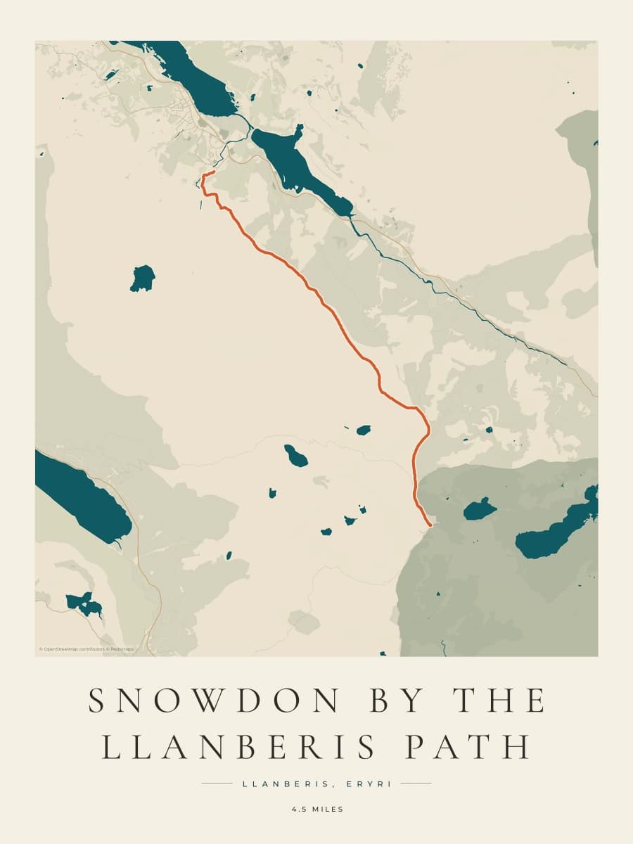 Snowdon route map poster preview in the Coastal Atlas artwork style
