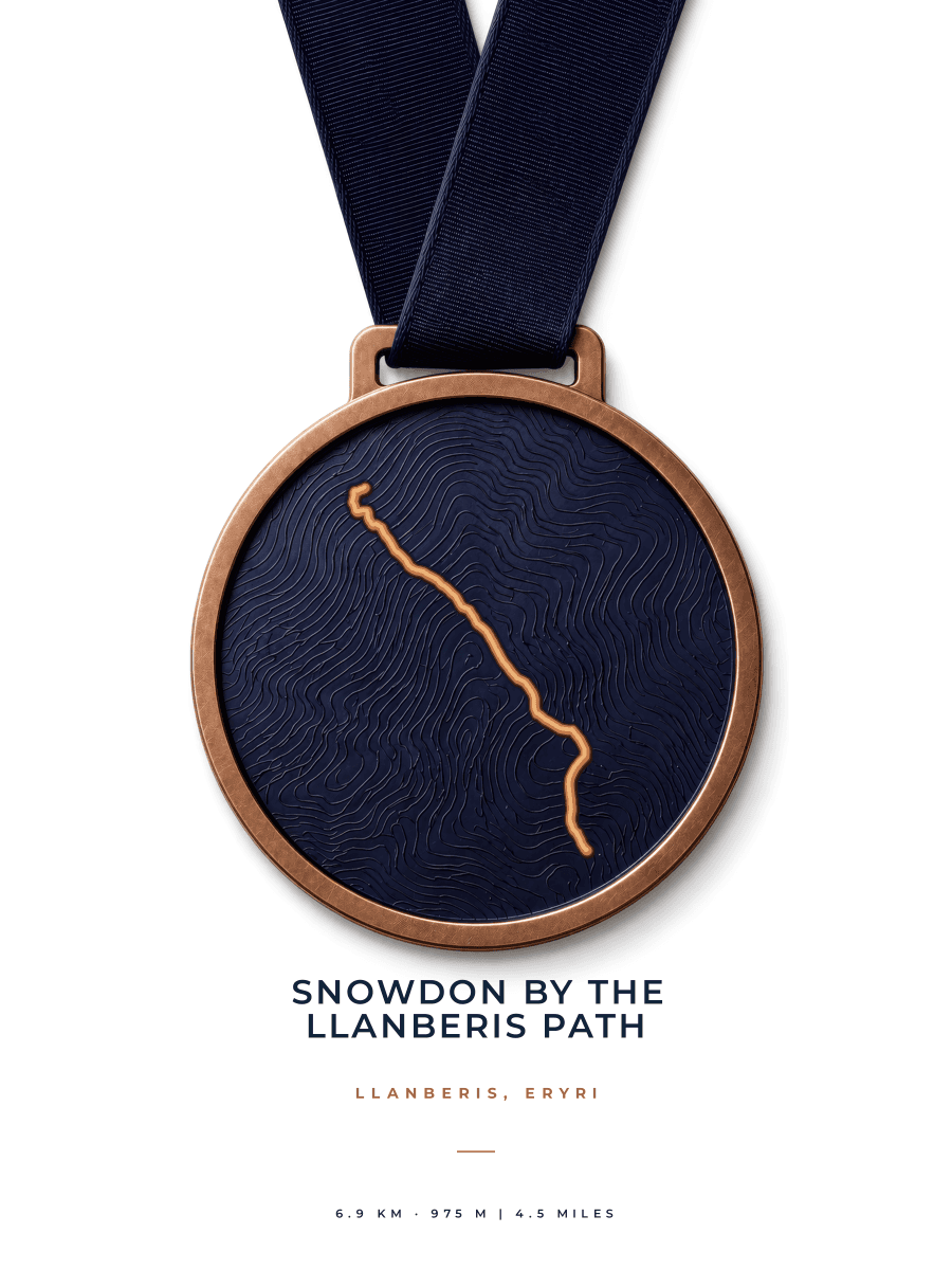 Snowdon route map poster preview in the Medal artwork style