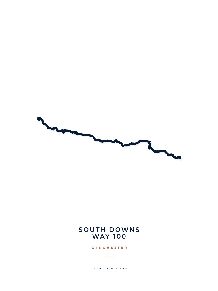 South Downs Way 100 route poster preview in the Minimal artwork style