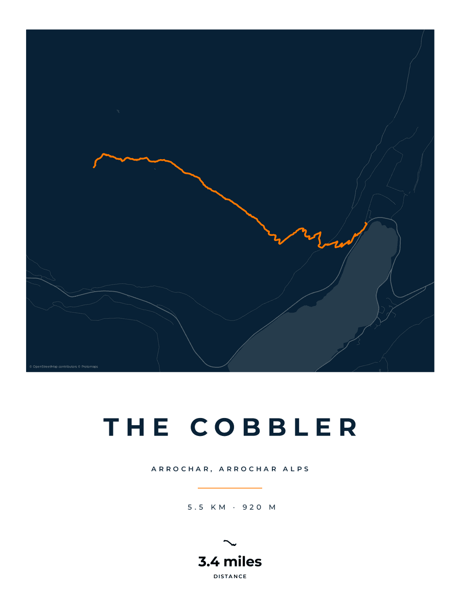 The Cobbler route map poster preview in the Race Blueprint artwork style