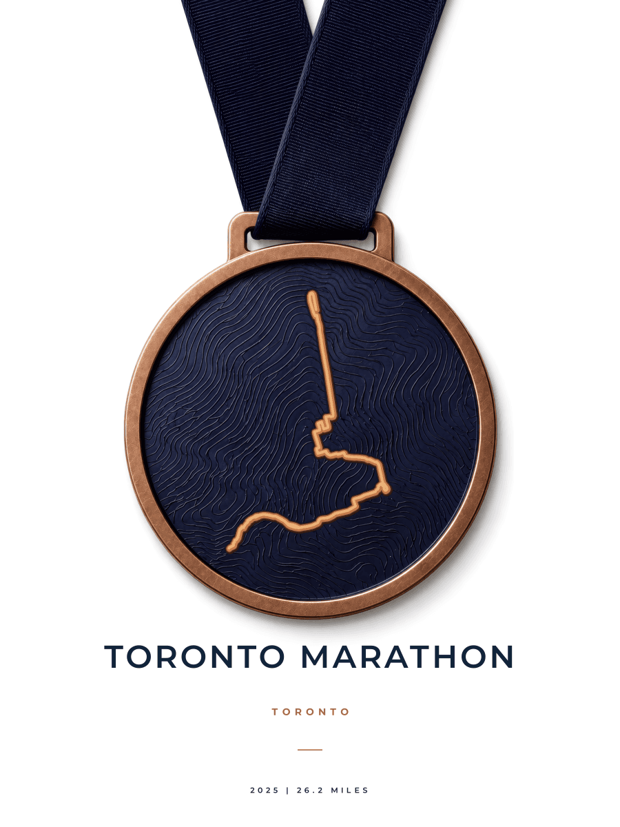 Toronto Marathon route map poster preview in the Medal artwork style