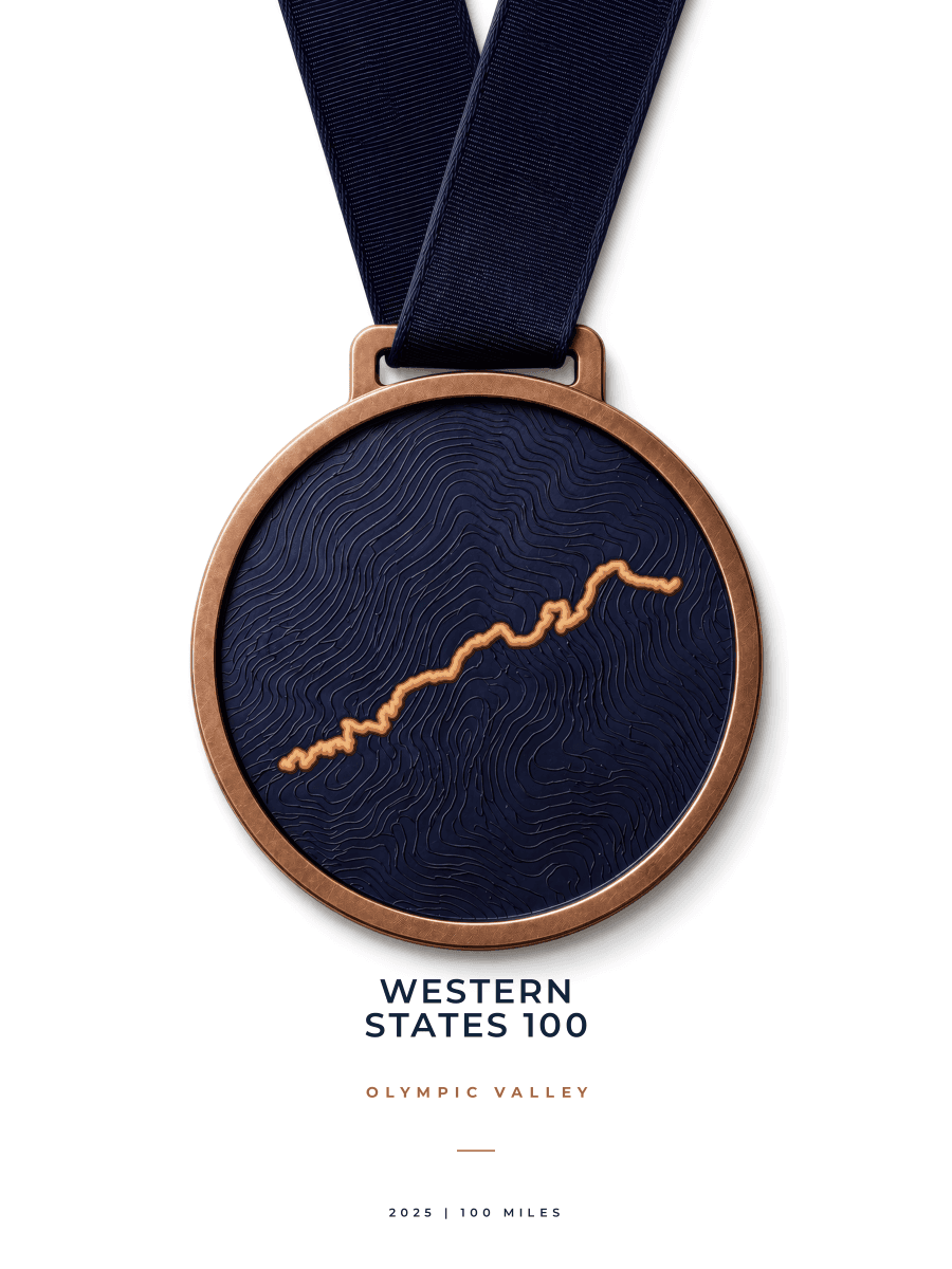 Western States 100 route map poster preview in the Medal artwork style