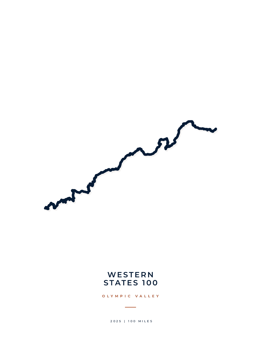 Western States 100 route map poster preview in the Minimal artwork style