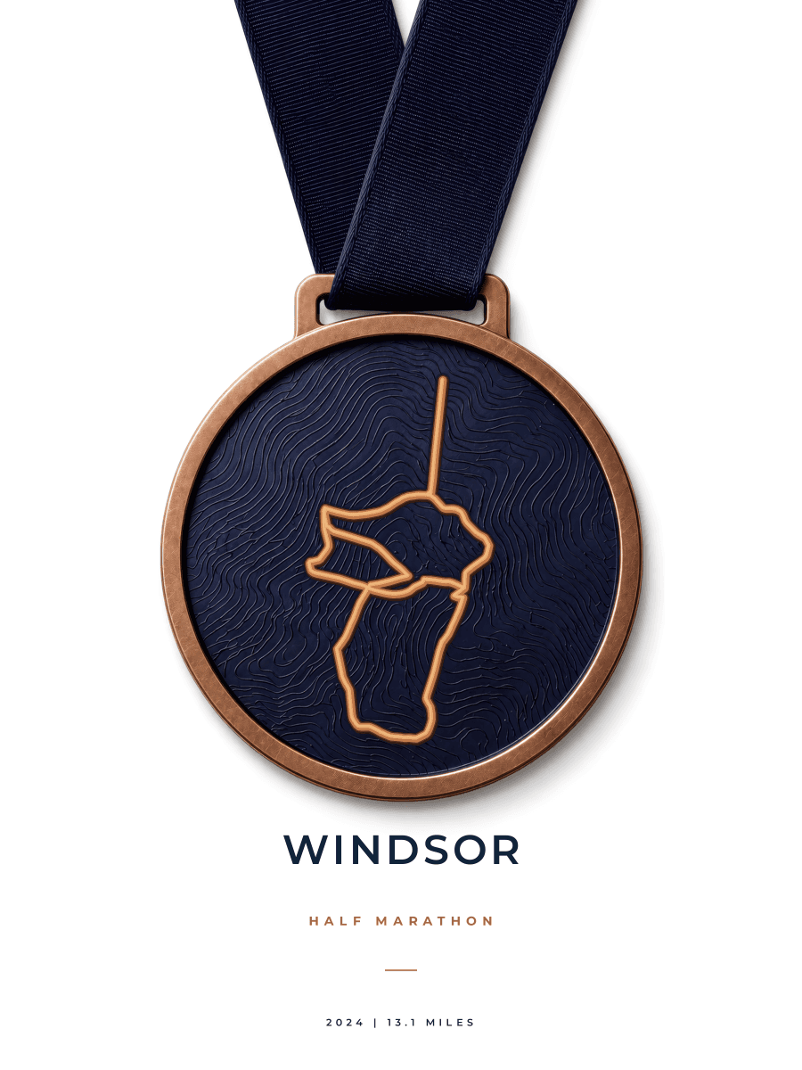 Windsor Half Marathon route poster preview in the Medal artwork style