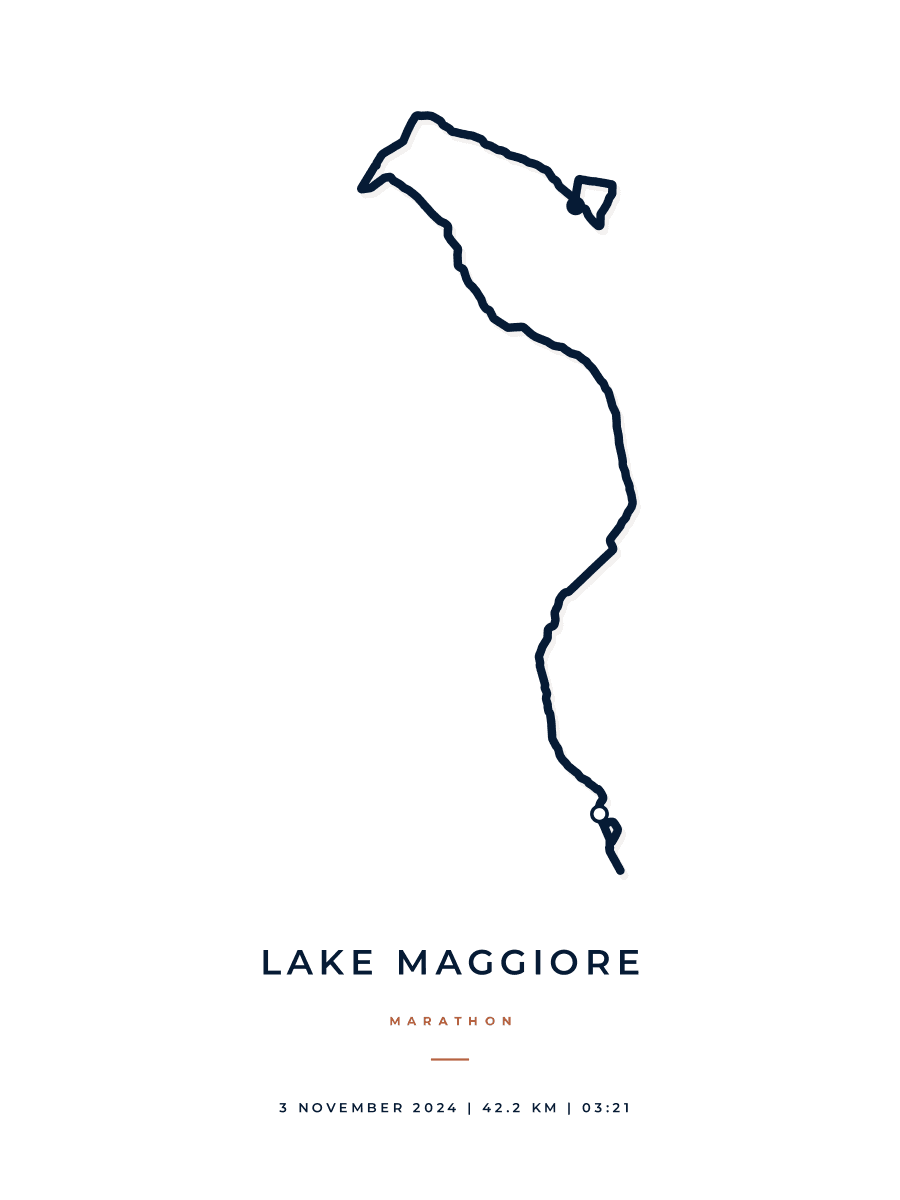 Route Into Art poster render for a Lake Maggiore route in the Minimal artwork style