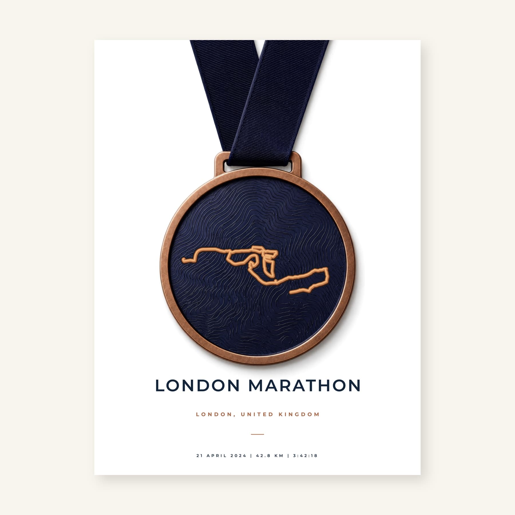 Medal Relief London Marathon personalised route print