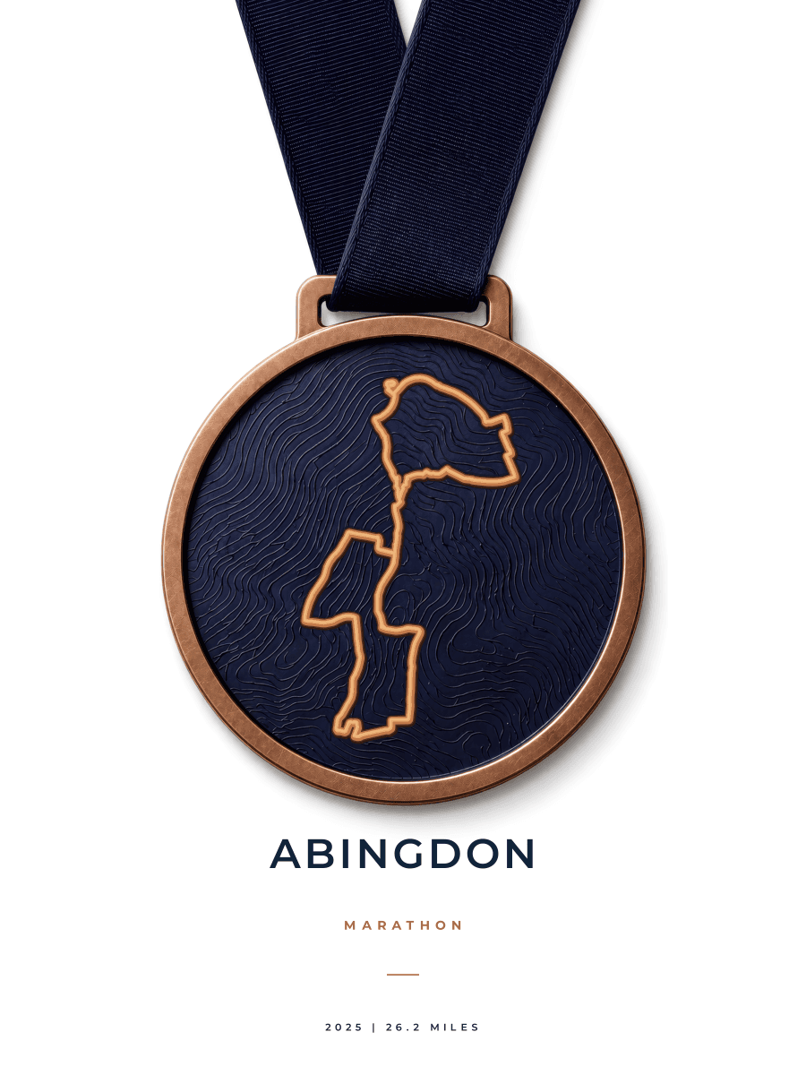 Abingdon Marathon route poster preview in the Medal artwork style
