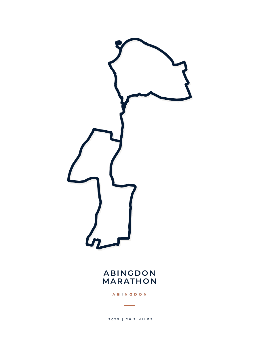 Abingdon Marathon route poster preview in the Minimal artwork style