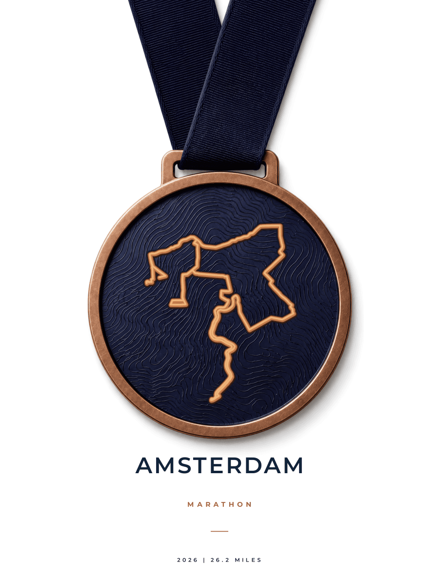 Amsterdam Marathon route poster preview in the Medal artwork style
