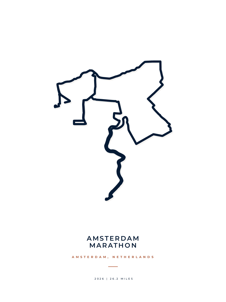 Amsterdam Marathon route poster preview in the Minimal artwork style