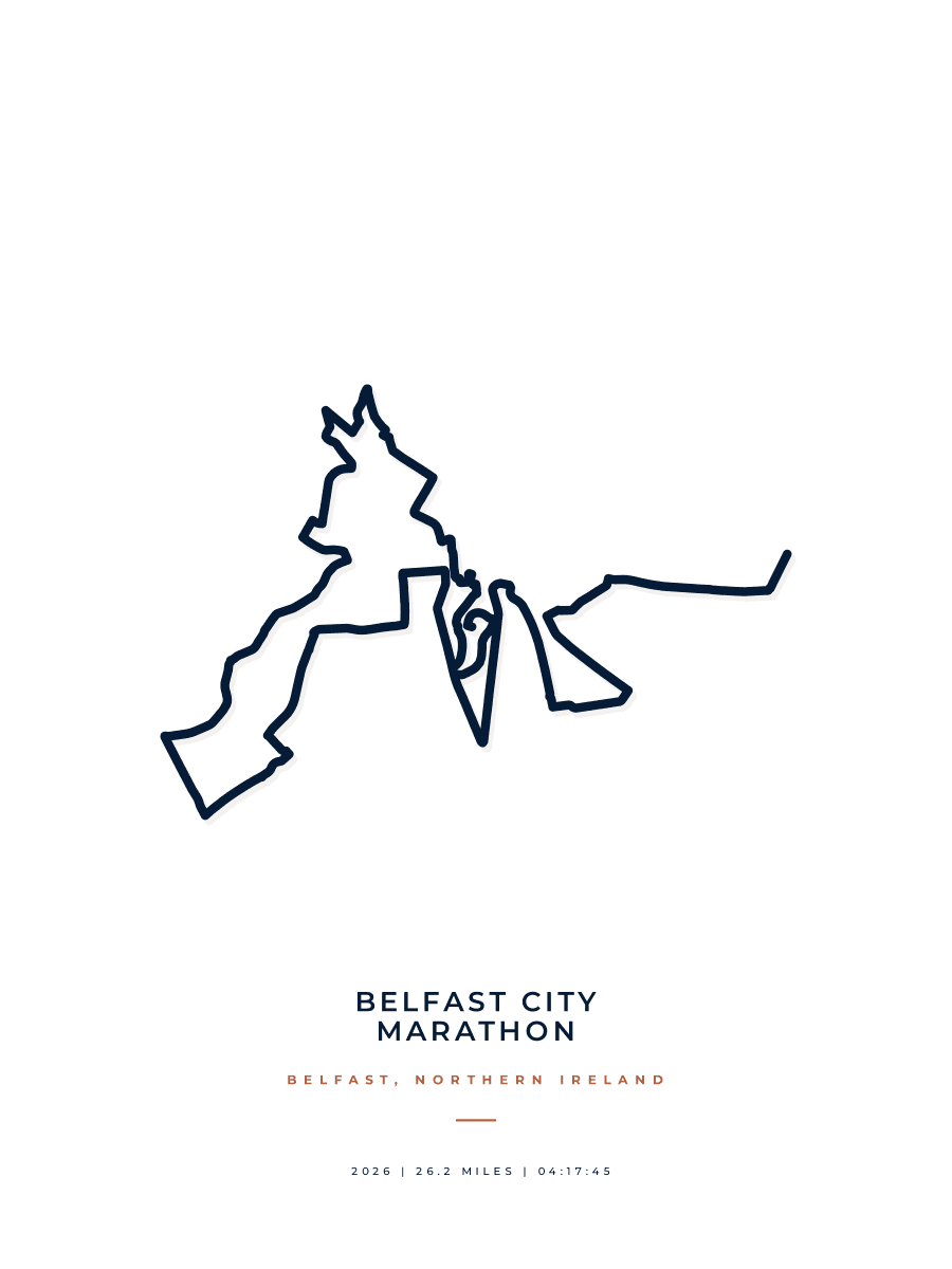 Belfast City Marathon route poster preview in the Minimal artwork style