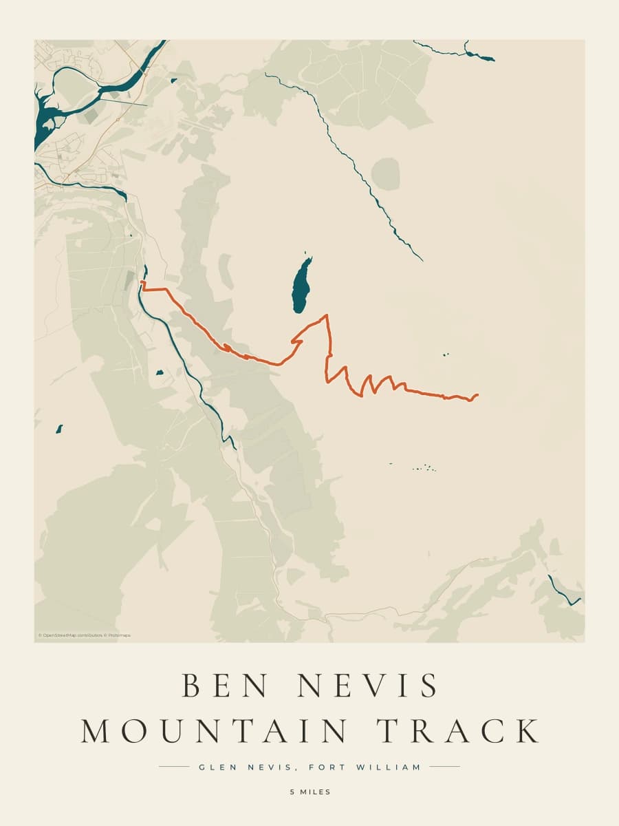 Ben Nevis route map poster preview in the Coastal Atlas artwork style