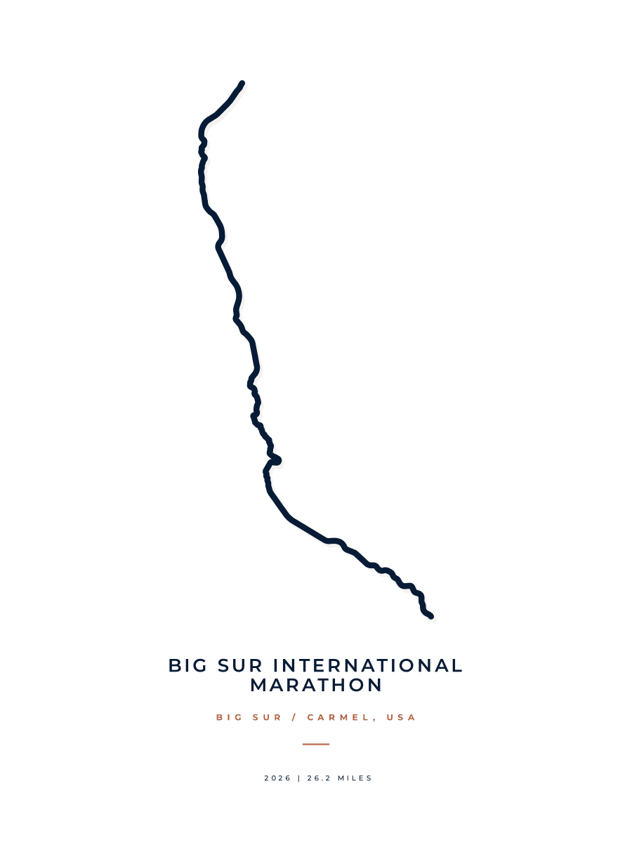 Big Sur International Marathon route poster preview in the Minimal artwork style
