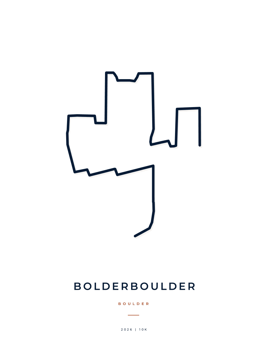 BOLDERBoulder route map poster preview in the Minimal artwork style