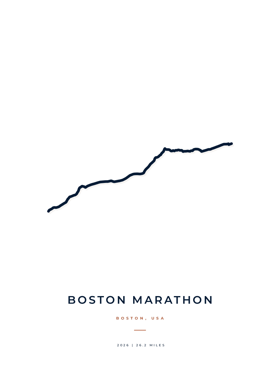Boston Marathon route poster preview in the Minimal artwork style