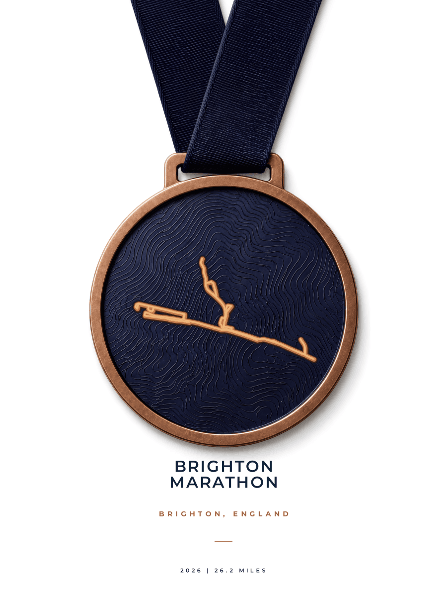 Brighton Marathon route poster preview in the Medal artwork style