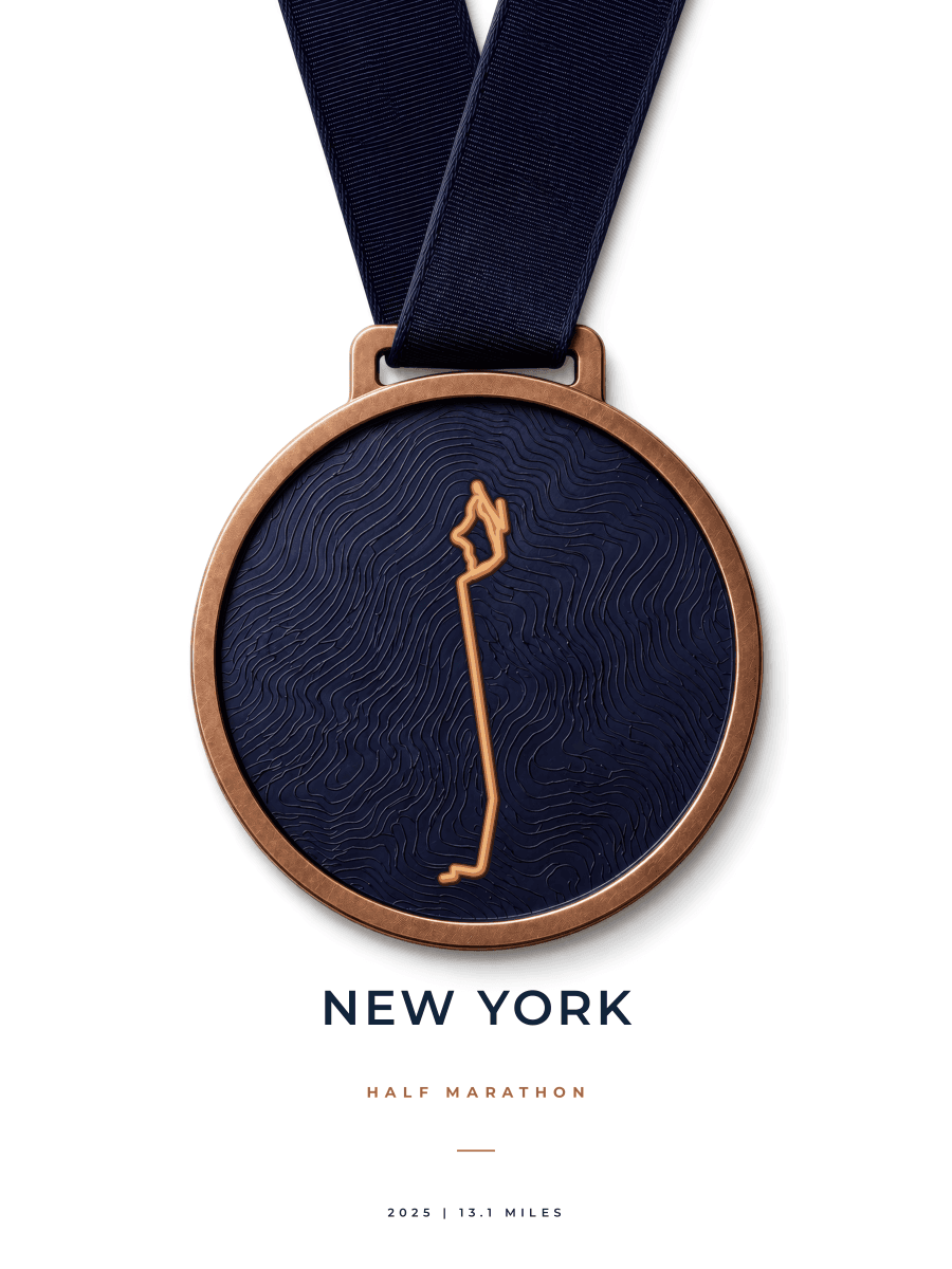Brooklyn Half Marathon route poster preview in the Medal artwork style