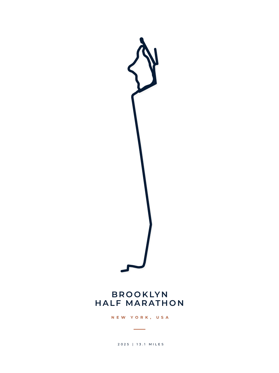 Brooklyn Half Marathon route poster preview in the Minimal artwork style