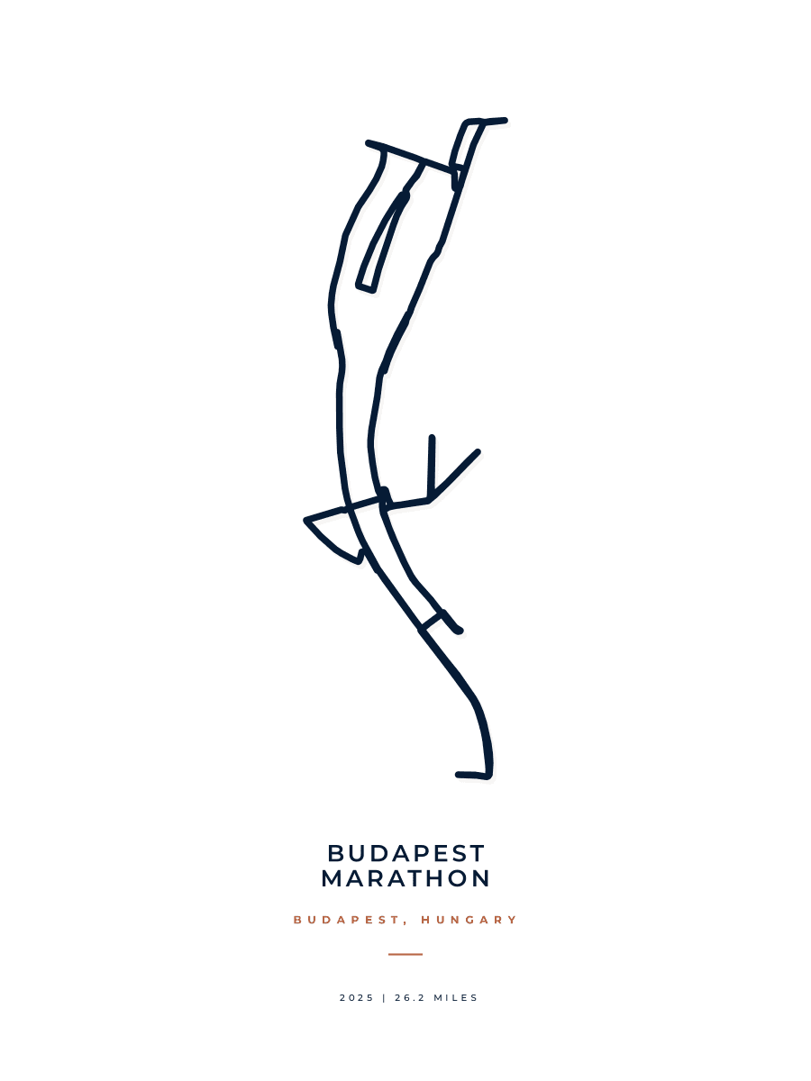 Budapest Marathon route poster preview in the Minimal artwork style
