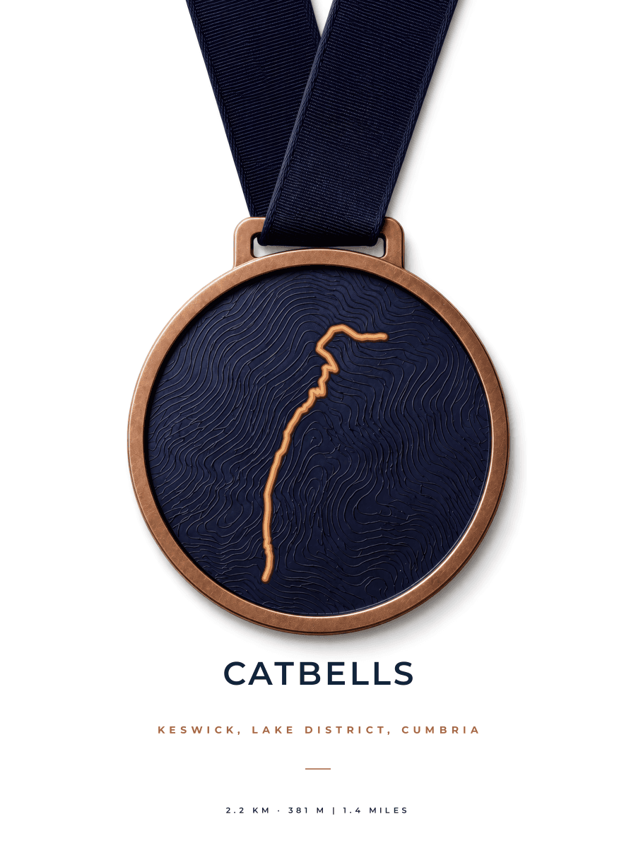 Catbells route map poster preview in the Medal artwork style