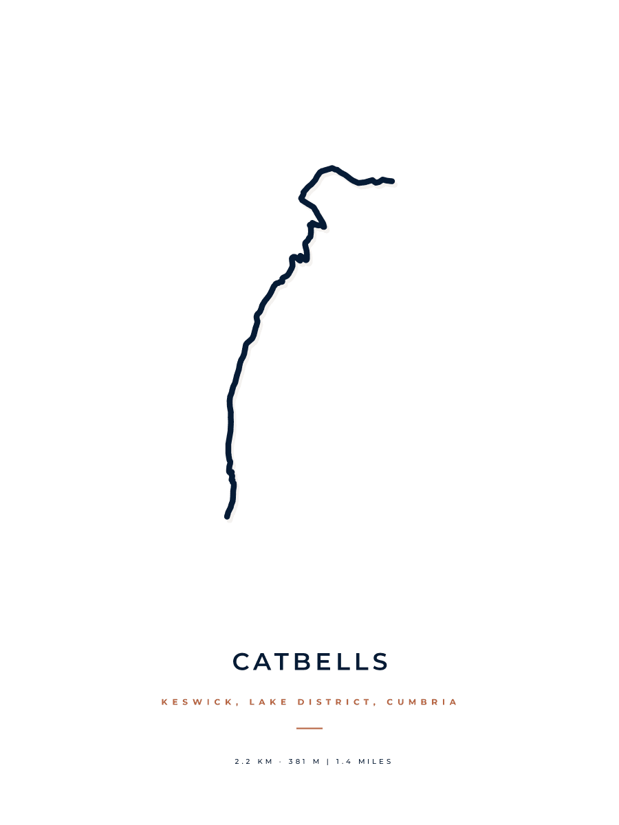 Catbells route map poster preview in the Minimal artwork style