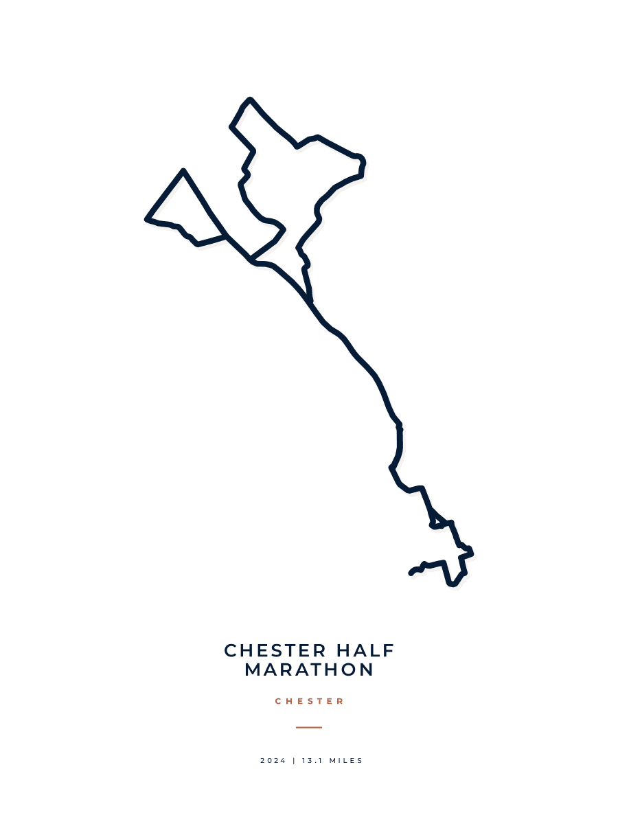 Chester Half Marathon route poster preview in the Minimal artwork style