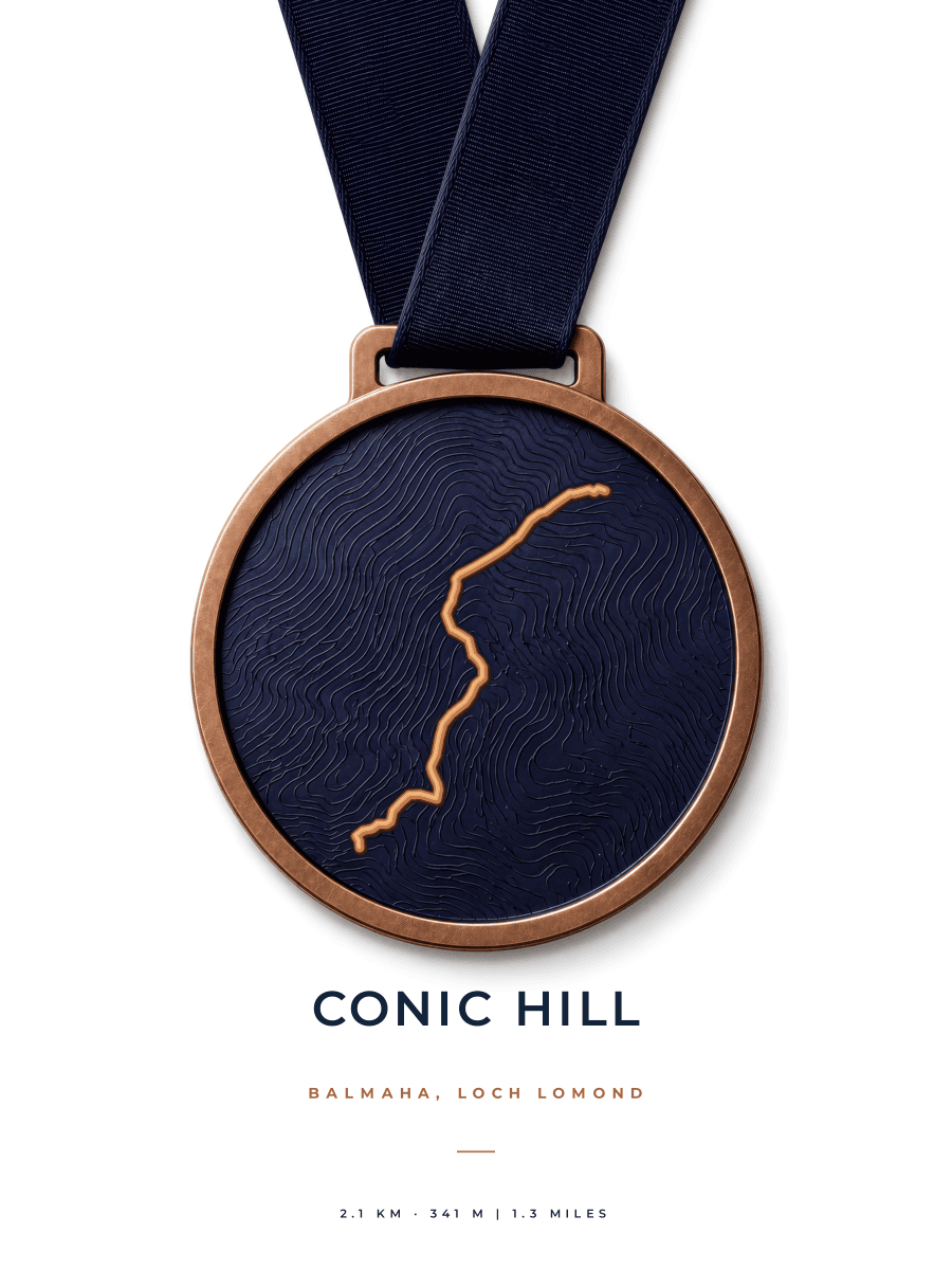 Conic Hill route map poster preview in the Medal artwork style