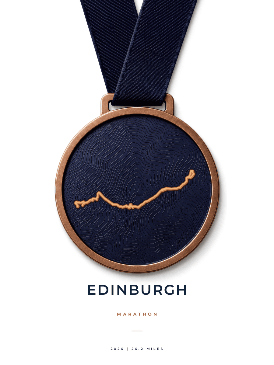 Edinburgh Marathon route poster preview in the Medal artwork style