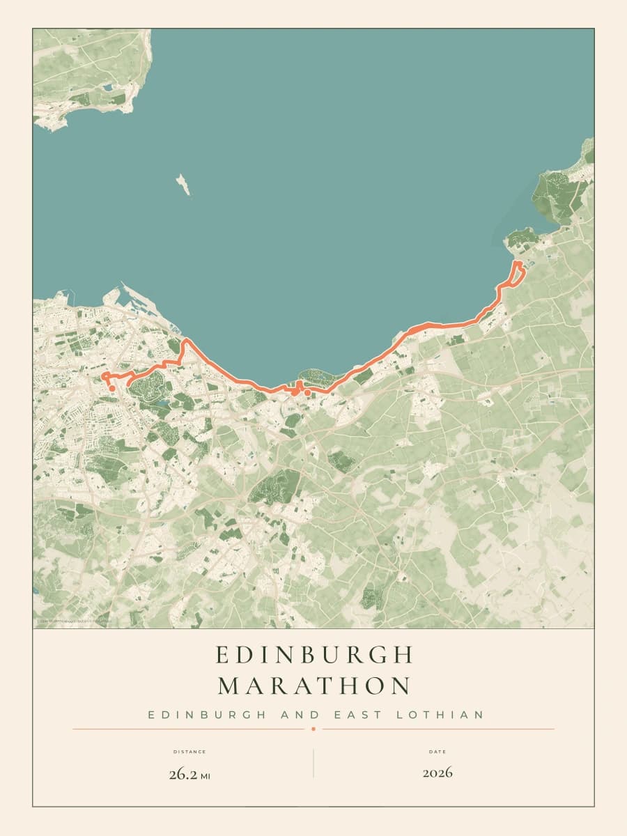 Edinburgh Marathon route poster preview in the Parkland artwork style