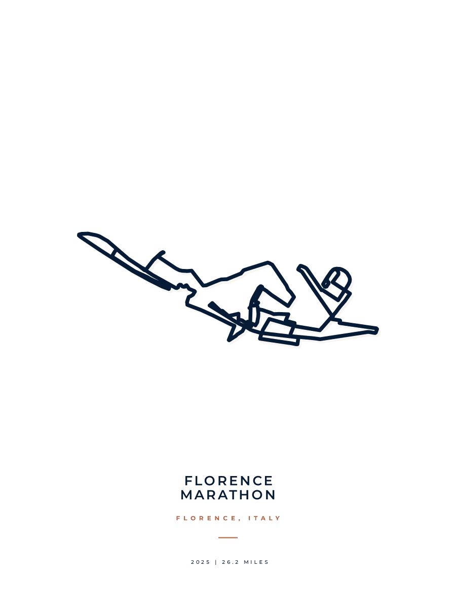 Florence Marathon route poster preview in the Minimal artwork style